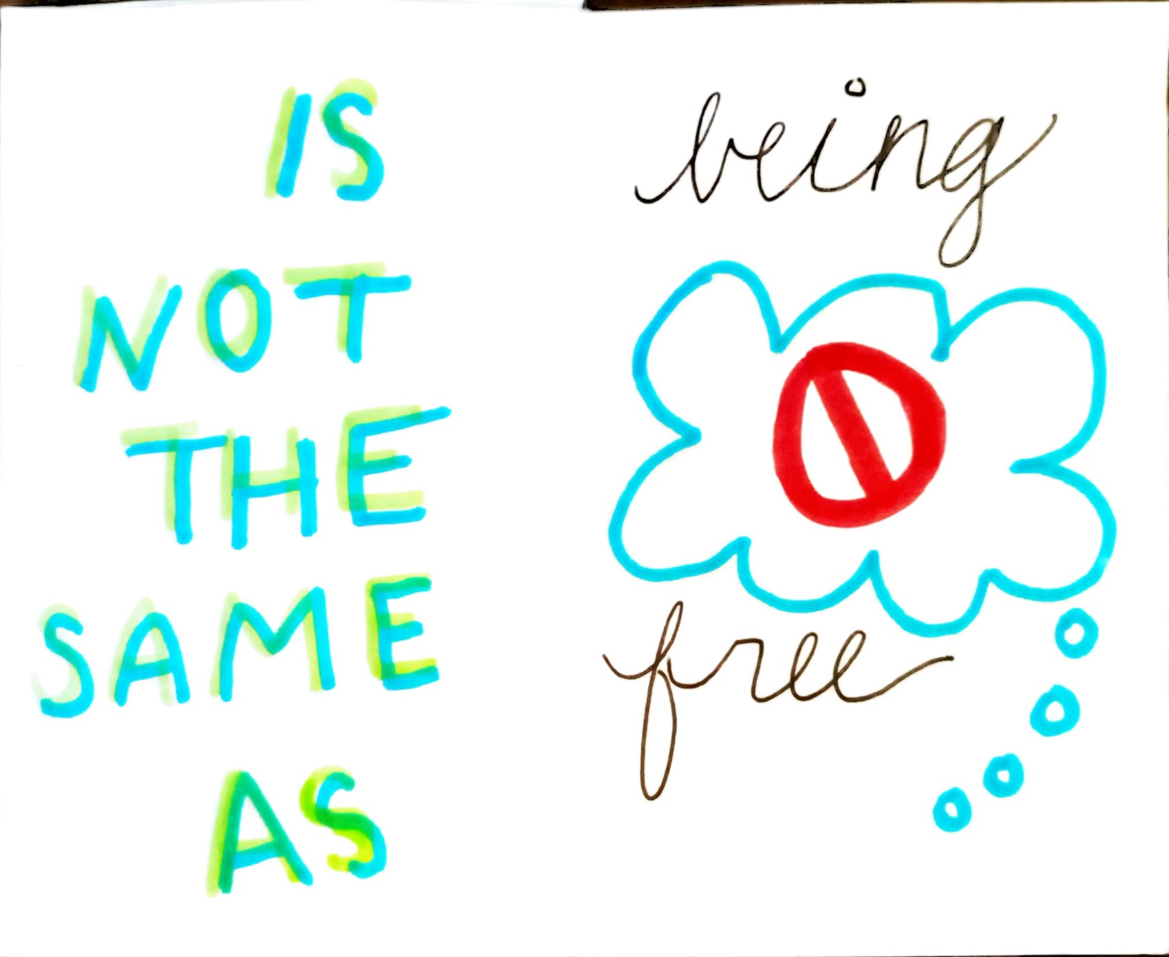 is not the same as / being free